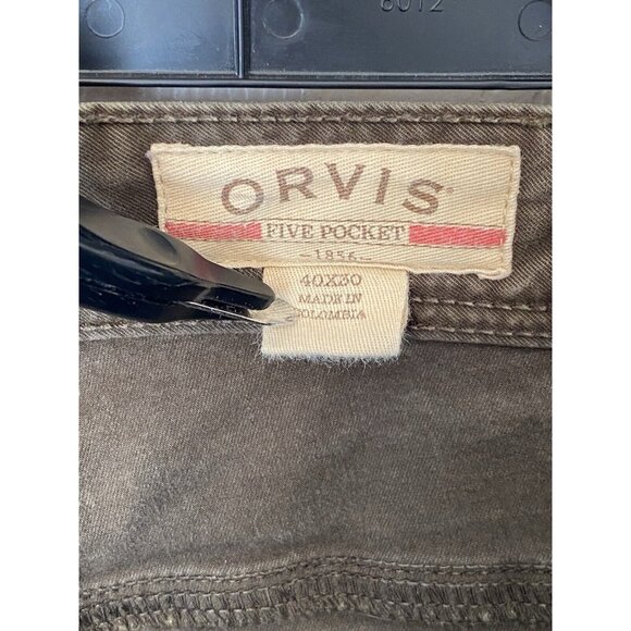 Orvis 5 Pocket Pants Men's 40x30 Greenish Brown Color Relaxed Fit Cotton - Picture 8 of 10